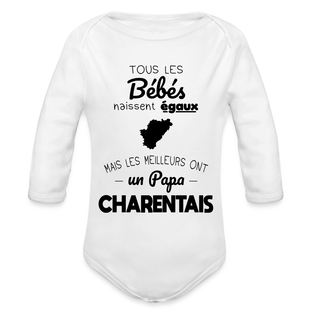 Body Bébé bio manches longues - Les Meilleurs Ont Un Papa Charentais - blanc