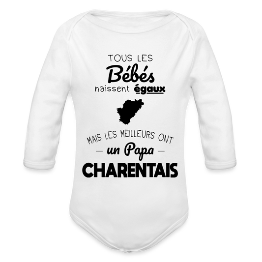 Body Bébé bio manches longues - Les Meilleurs Ont Un Papa Charentais - blanc