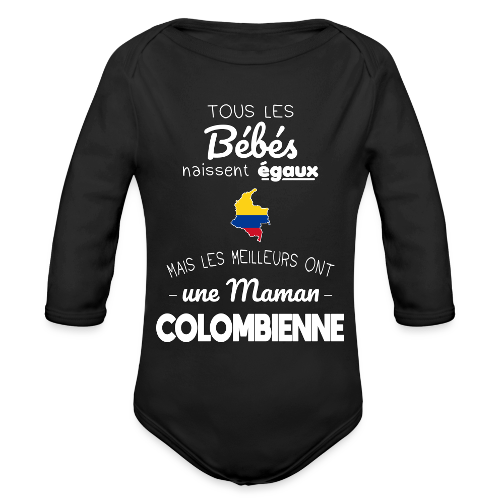 Body Bébé bio manches longues - Les Meilleurs Ont Une Maman Colombienne - noir