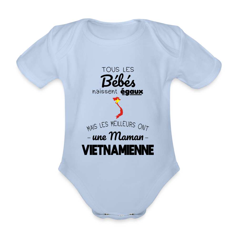 Body Bébé bio manches courtes - Les Meilleurs Ont Une Maman Vietnamienne - ciel