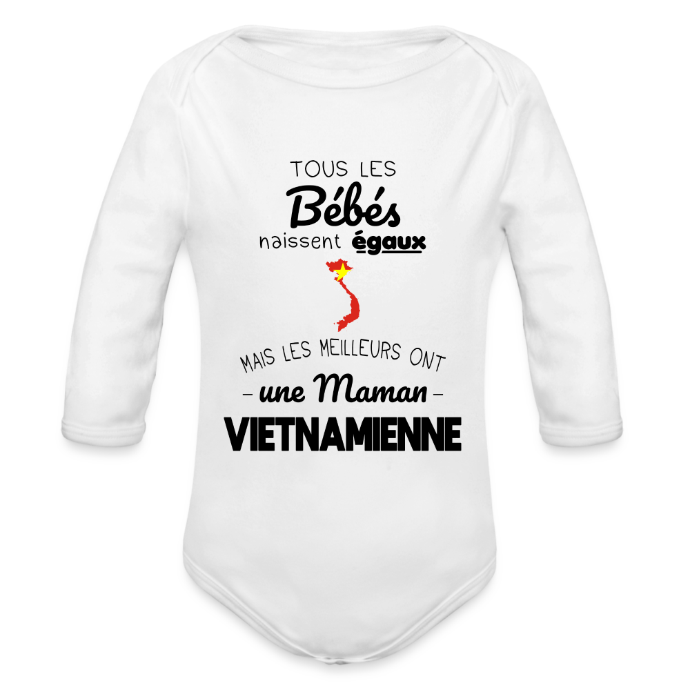 Body Bébé bio manches longues - Les Meilleurs Ont Une Maman Vietnamienne - blanc