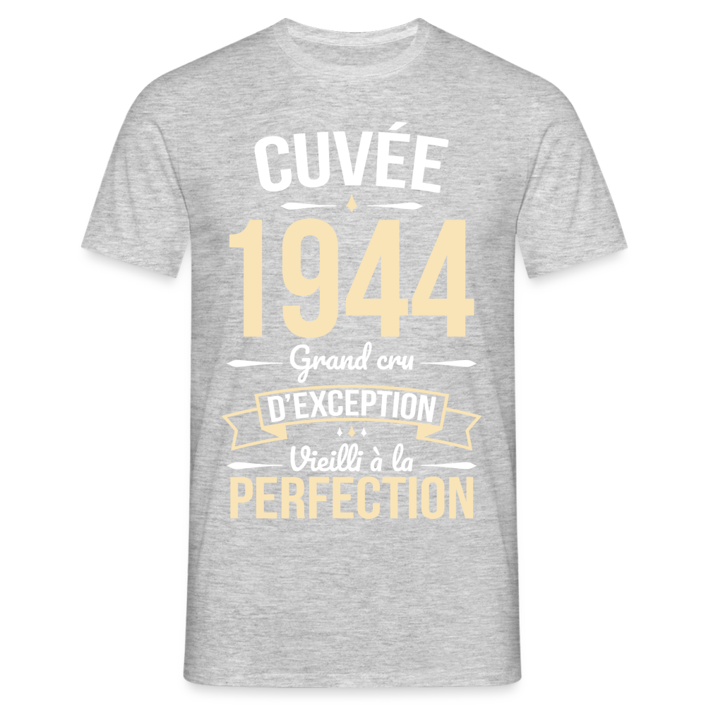 T-shirt Homme - Anniversaire 80 Ans - Cuvée 1944 - gris chiné