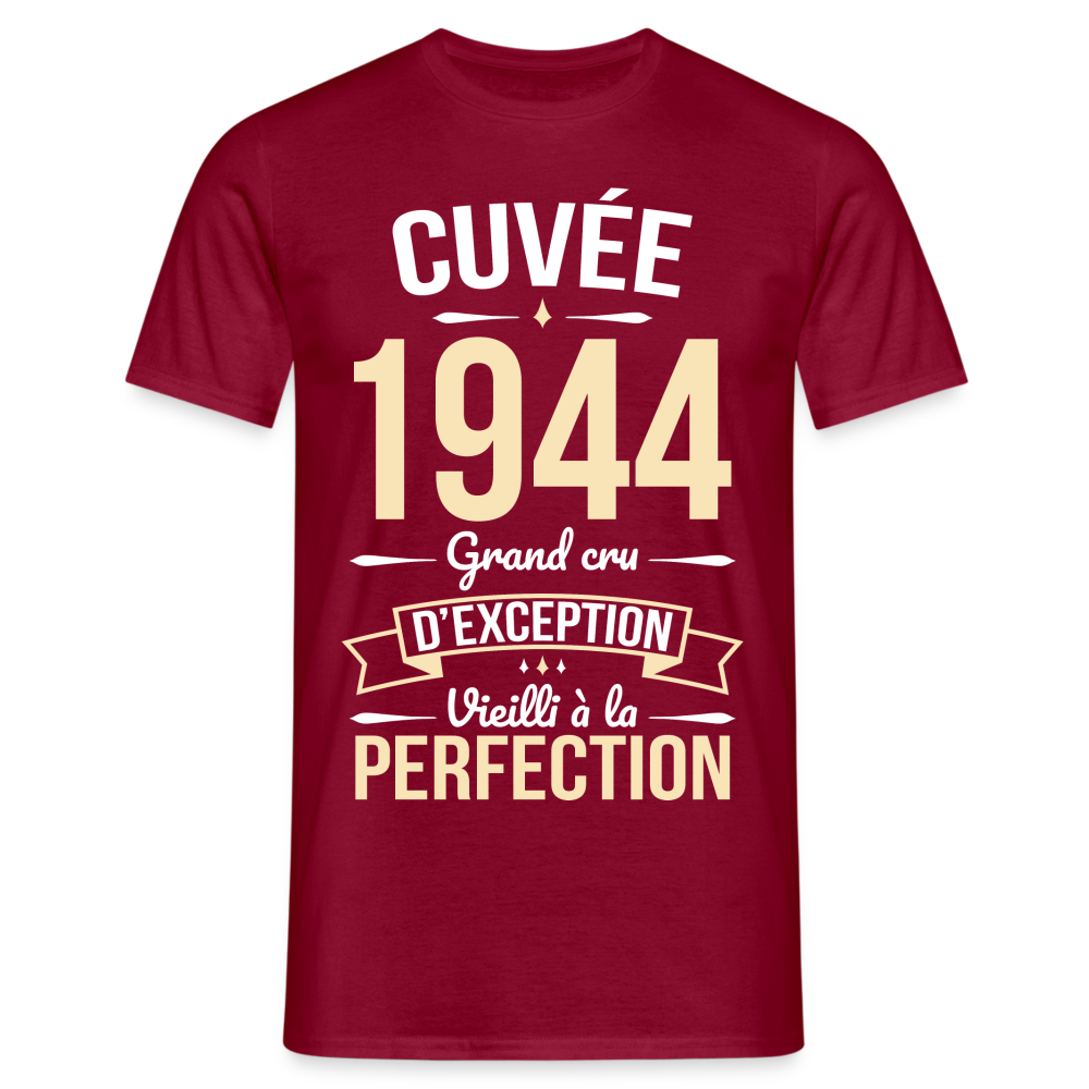 T-shirt Homme - Anniversaire 80 Ans - Cuvée 1944 - rouge brique