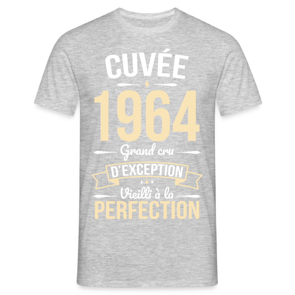 T-shirt Homme - Anniversaire 60 Ans - Cuvée 1964 - gris chiné