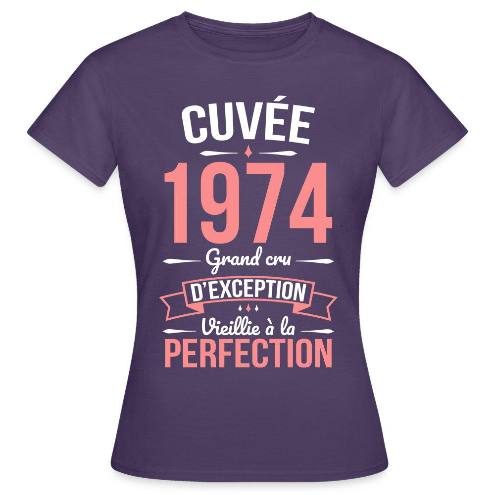 T-shirt Femme - Anniversaire 50 Ans - Cuvée 1974 - violet foncé