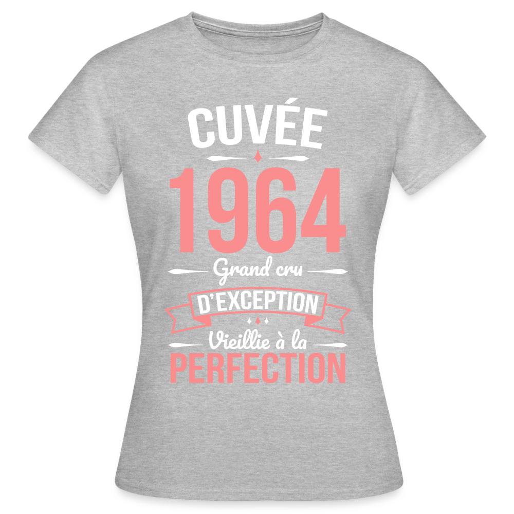 T-shirt Femme - Anniversaire 60 Ans - Cuvée 1964 - gris chiné