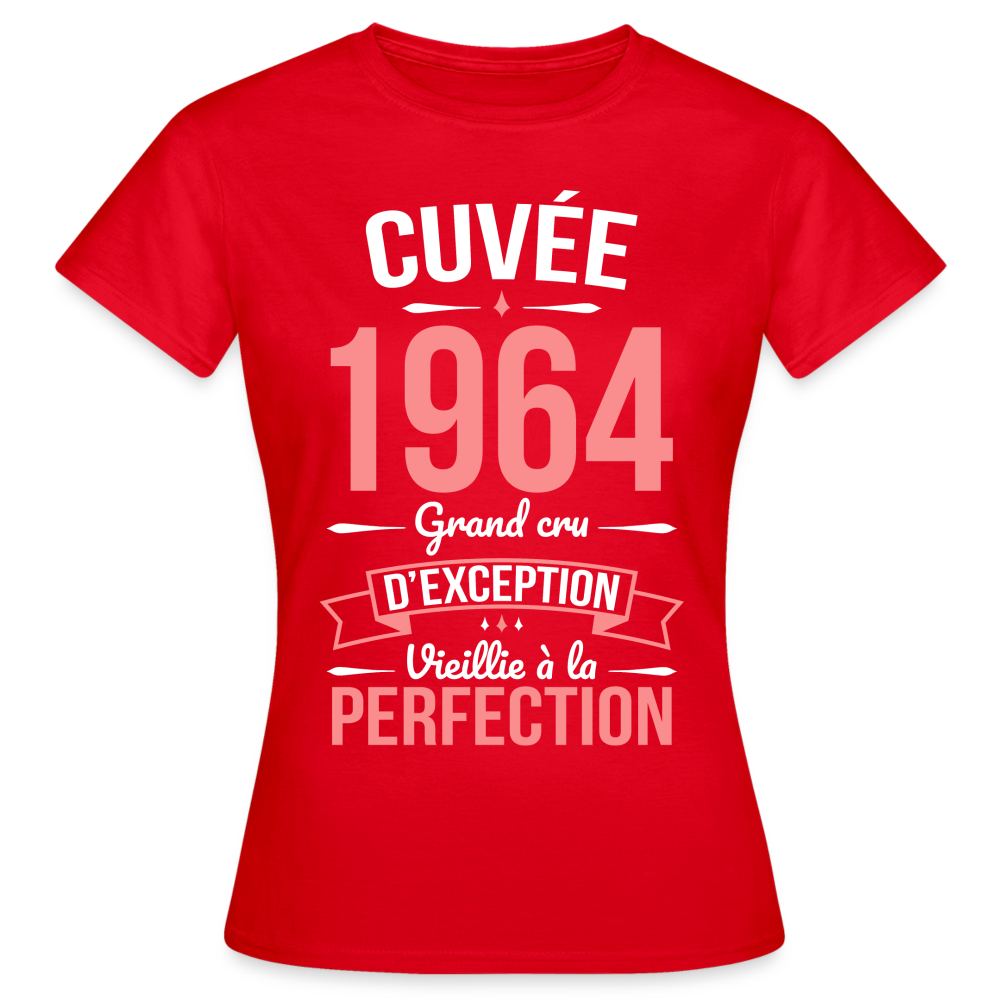 T-shirt Femme - Anniversaire 60 Ans - Cuvée 1964 - rouge