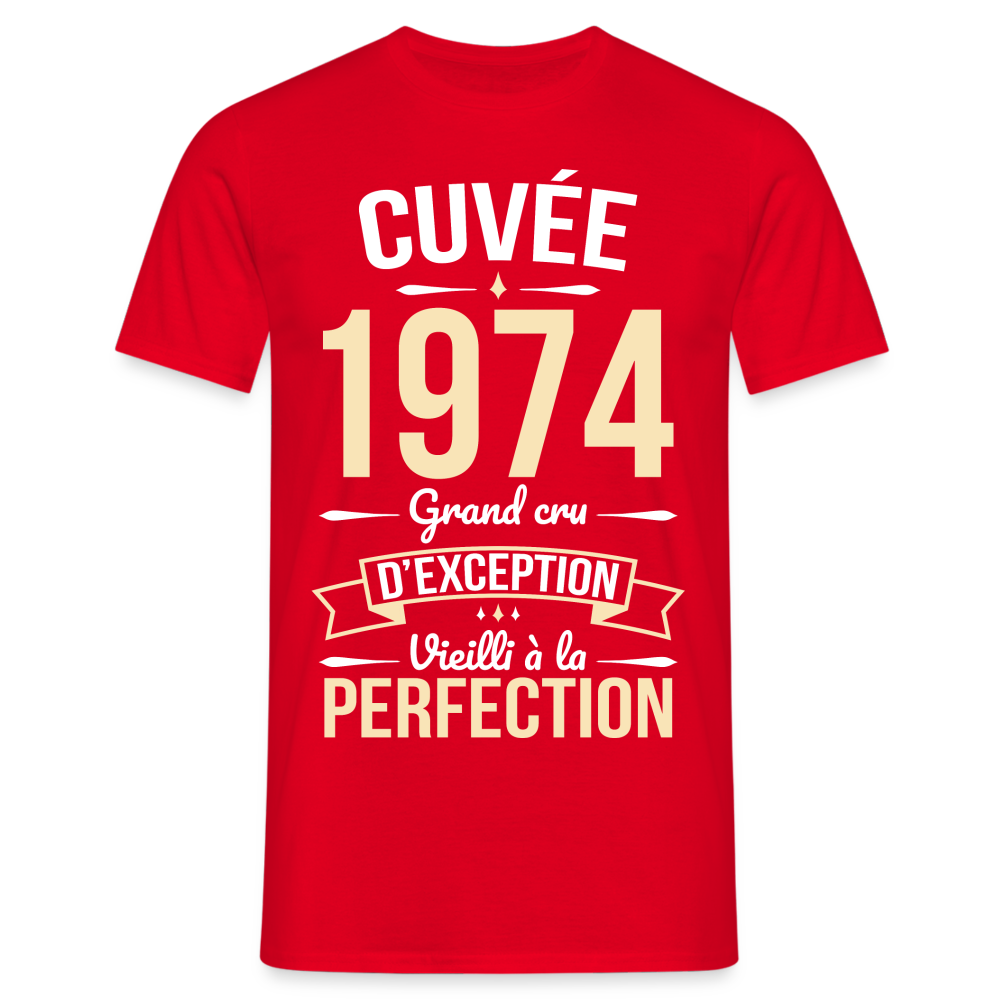 T-shirt Homme - Anniversaire 50 Ans - Cuvée 1974 - rouge