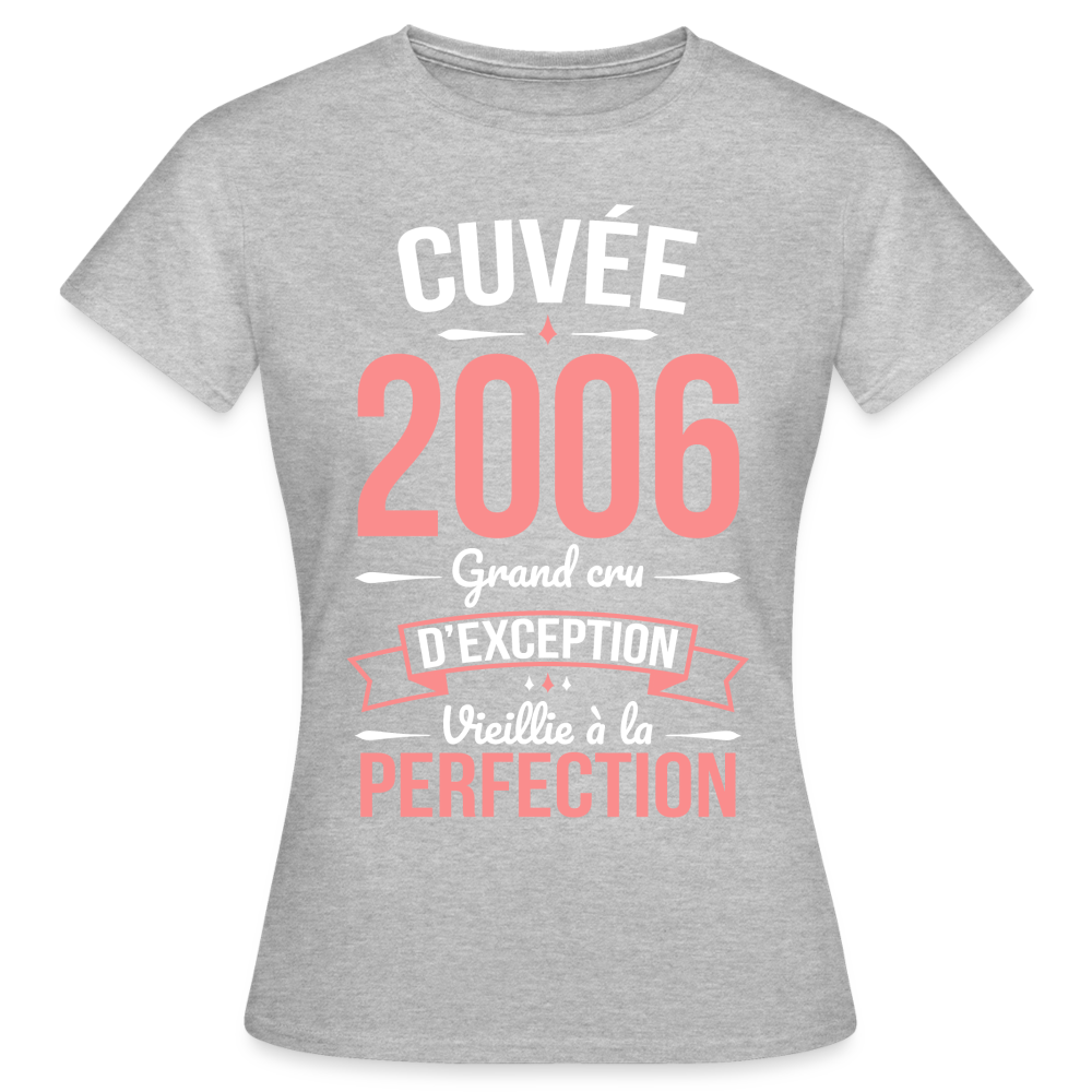 T-shirt Femme - Anniversaire 18 Ans - Cuvée 2006 - gris chiné