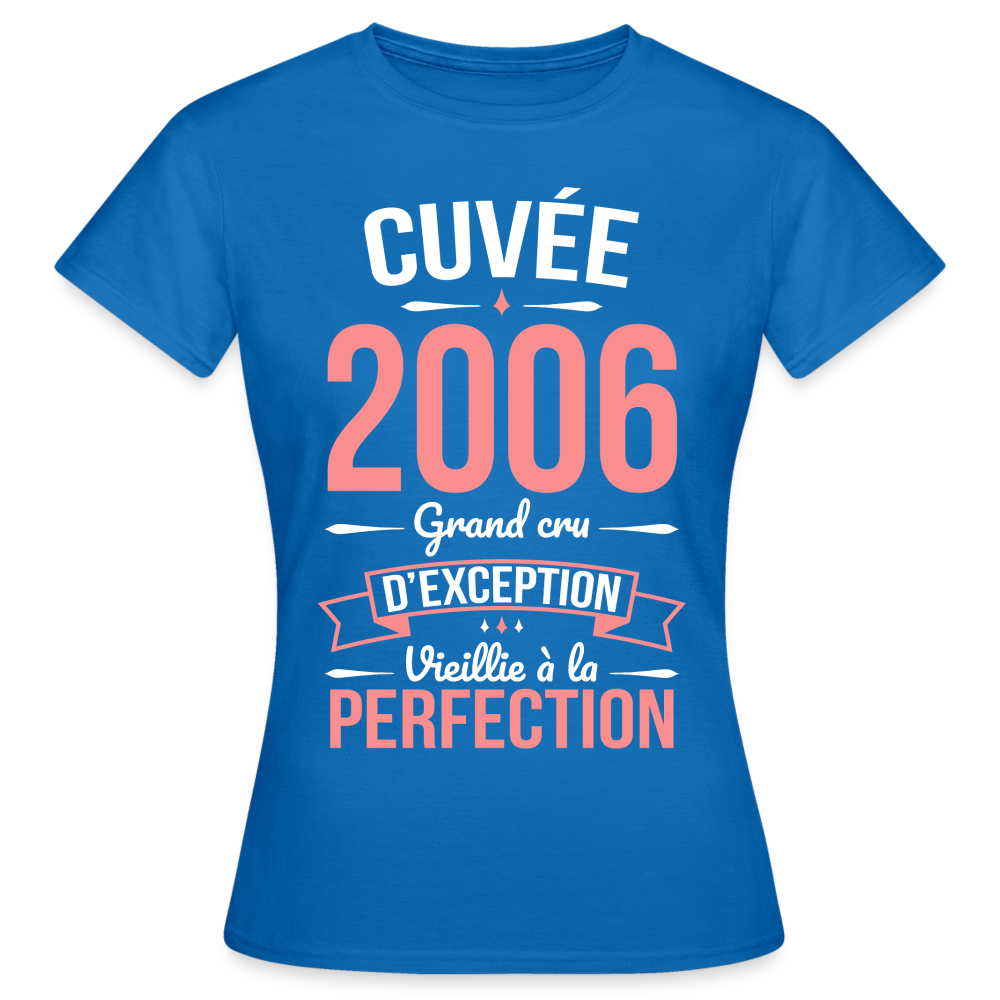 T-shirt Femme - Anniversaire 18 Ans - Cuvée 2006 - bleu royal