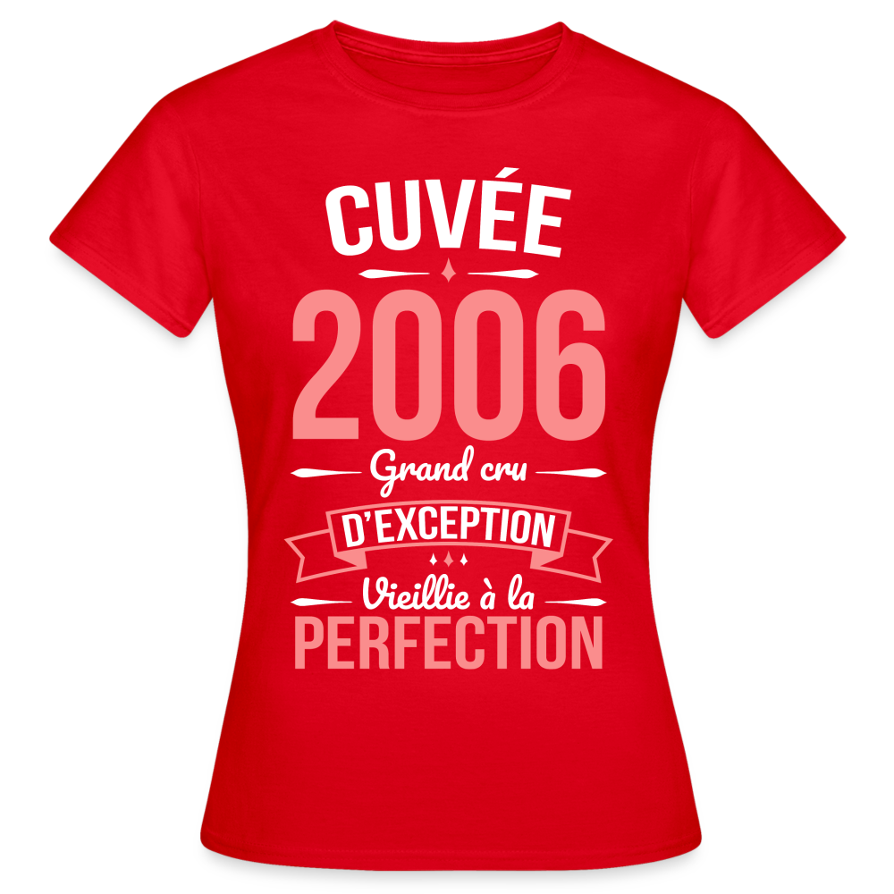 T-shirt Femme - Anniversaire 18 Ans - Cuvée 2006 - rouge