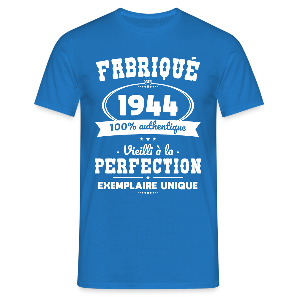 T-shirt Homme - Anniversaire 80 Ans - Fabriqué en 1944 - bleu royal