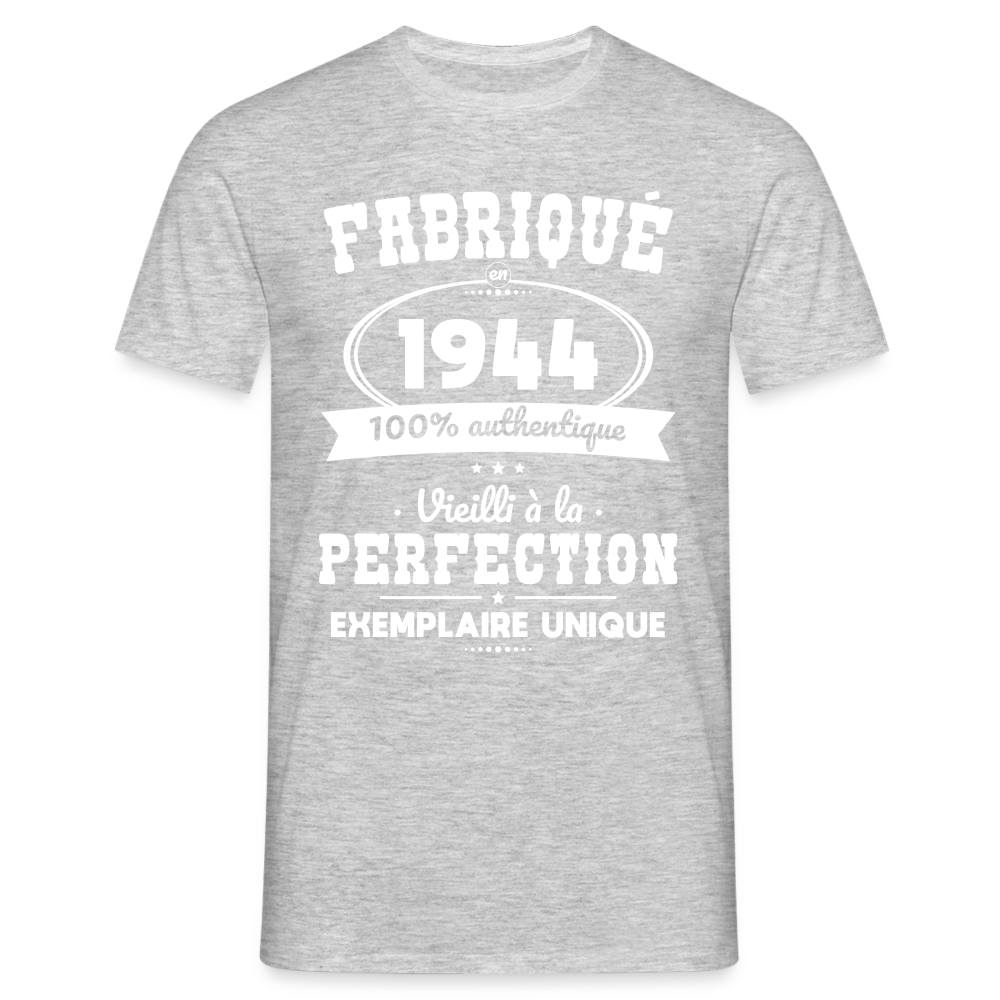 T-shirt Homme - Anniversaire 80 Ans - Fabriqué en 1944 - gris chiné