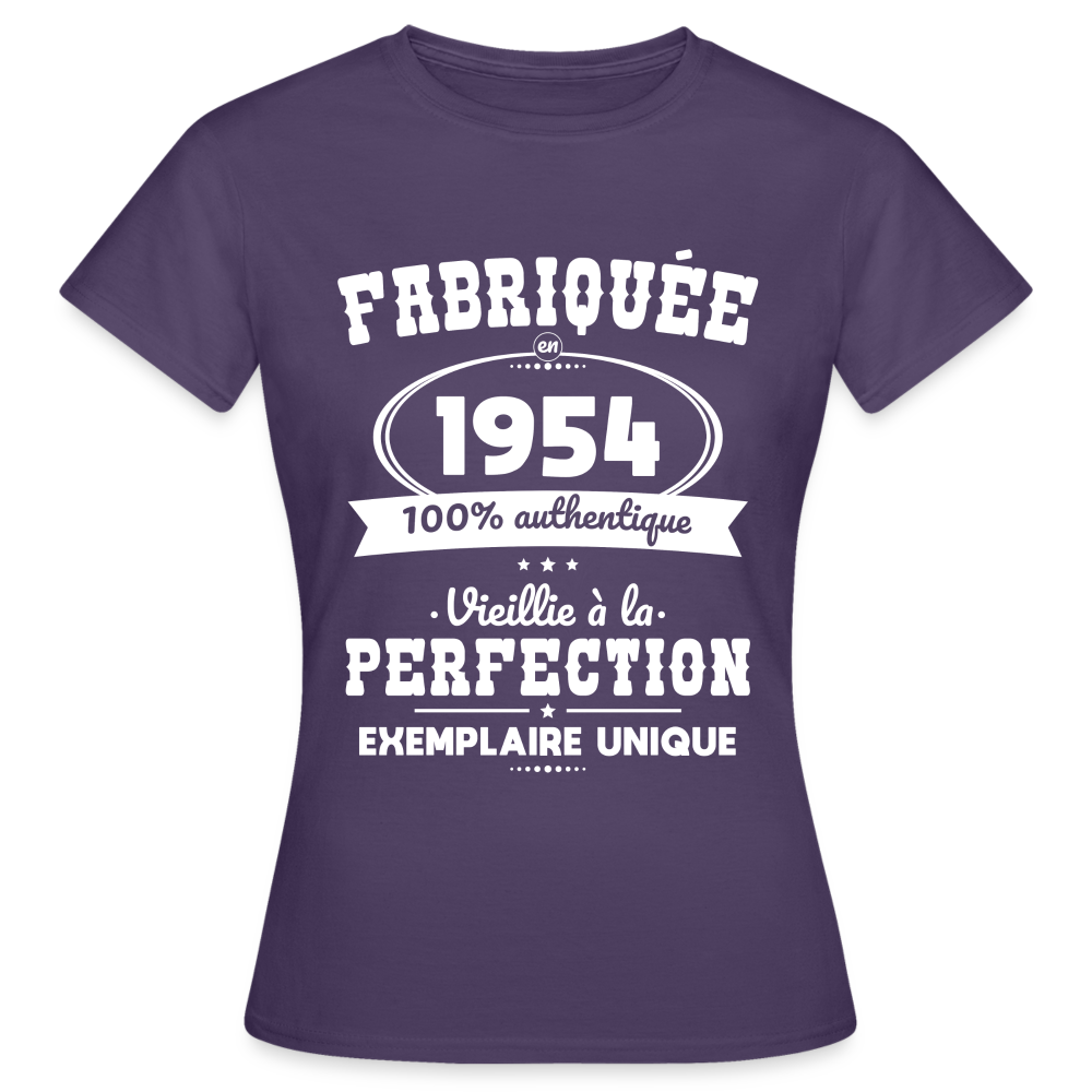 T-shirt Femme - Anniversaire 70 Ans - Fabriquée en 1954 - violet foncé