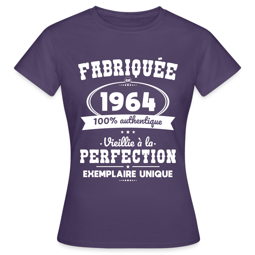 T-shirt Femme - Anniversaire 60 Ans - Fabriquée en 1964 - violet foncé