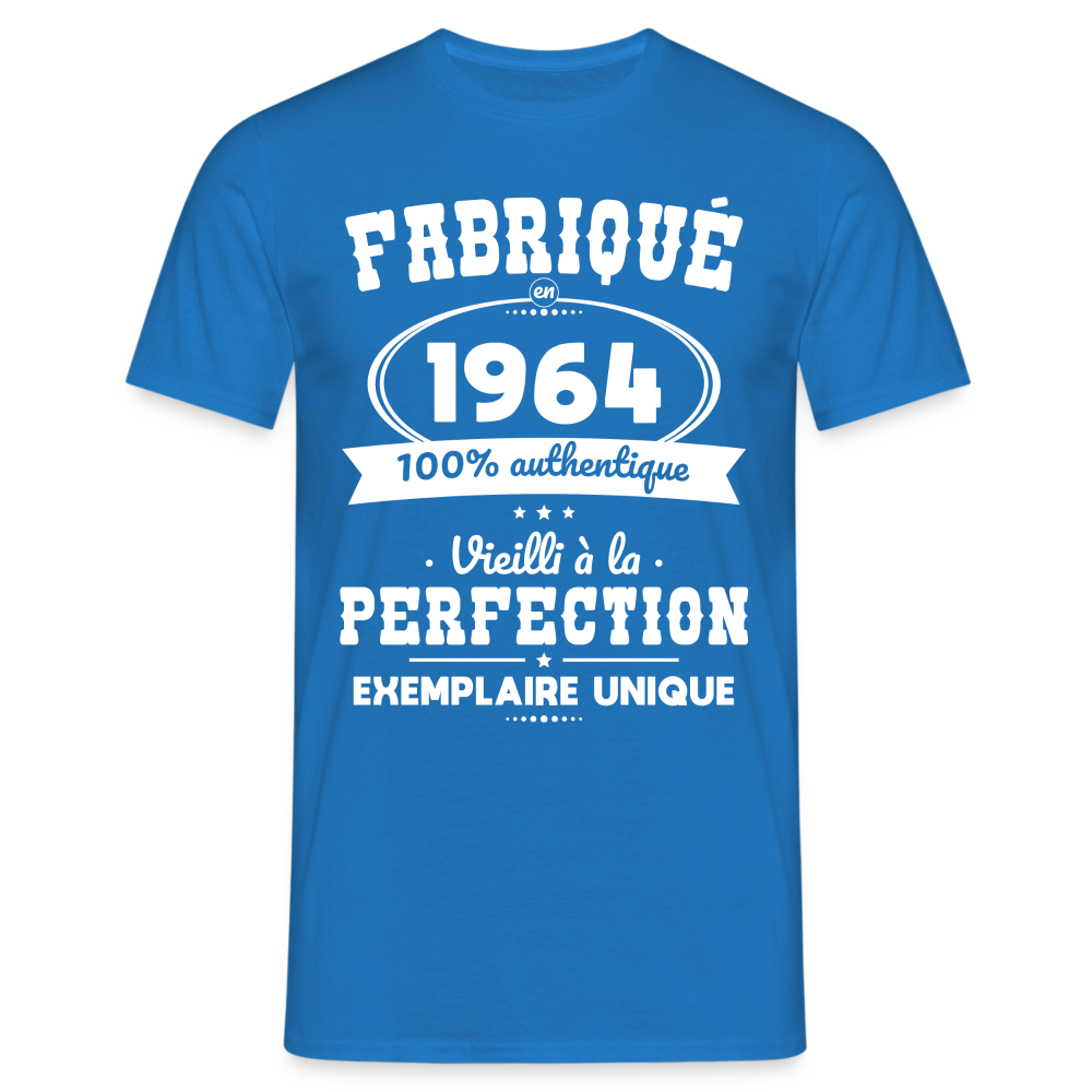 T-shirt Homme - Anniversaire 60 Ans - Fabriqué en 1964 - bleu royal