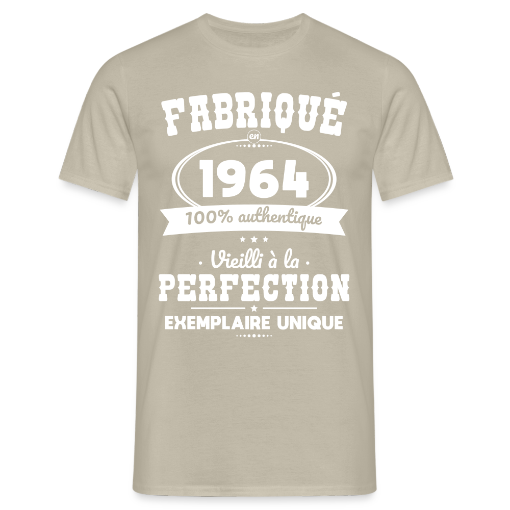 T-shirt Homme - Anniversaire 60 Ans - Fabriqué en 1964 - beige sable