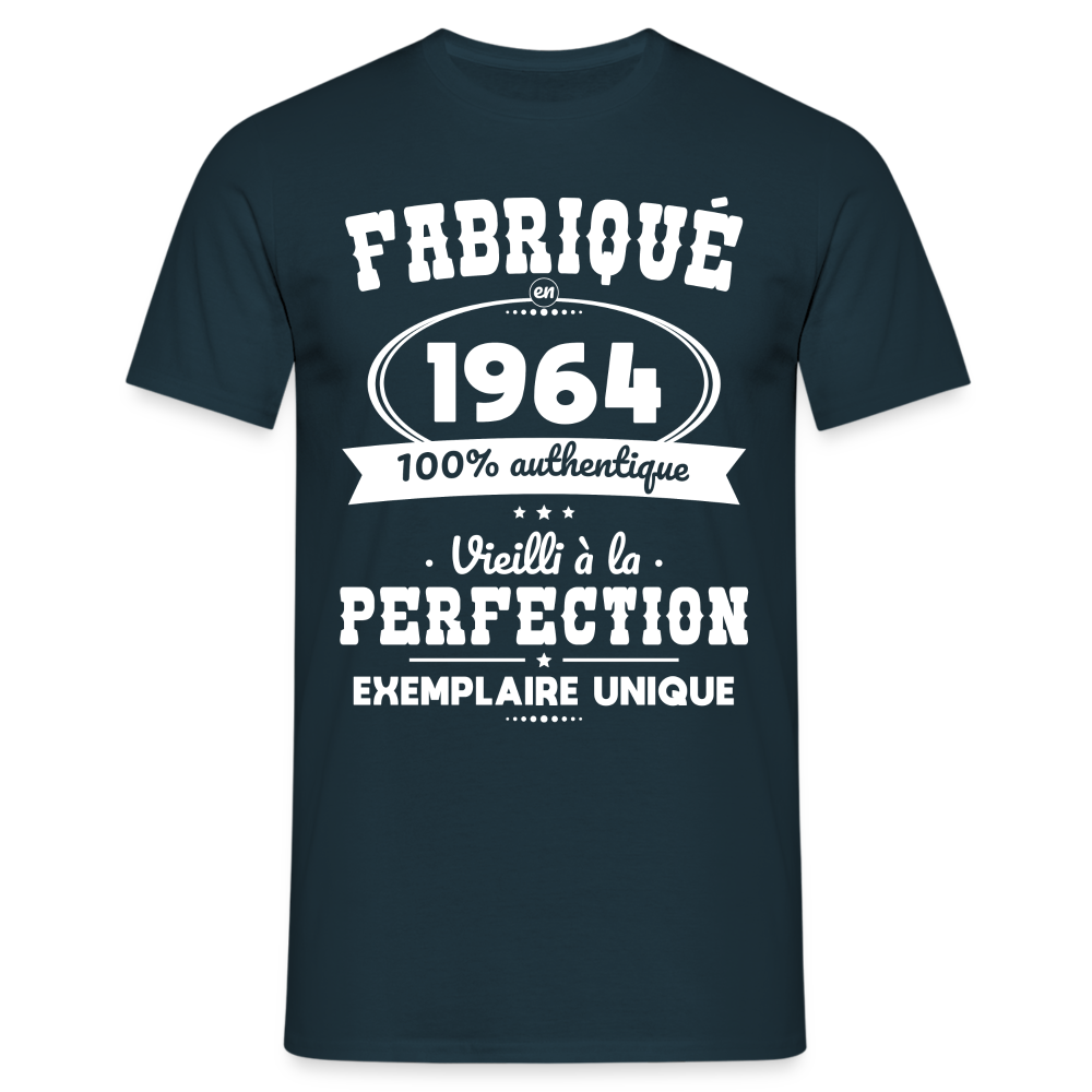 T-shirt Homme - Anniversaire 60 Ans - Fabriqué en 1964 - marine