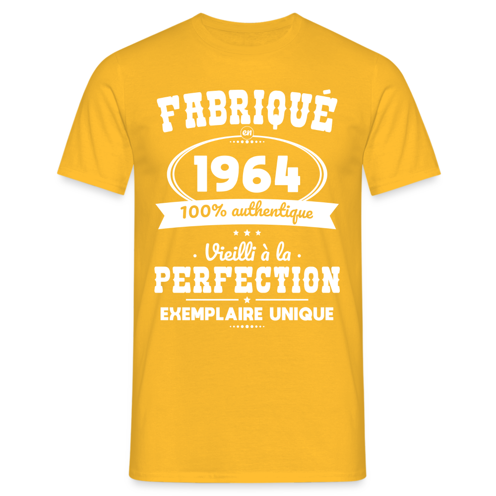 T-shirt Homme - Anniversaire 60 Ans - Fabriqué en 1964 - jaune