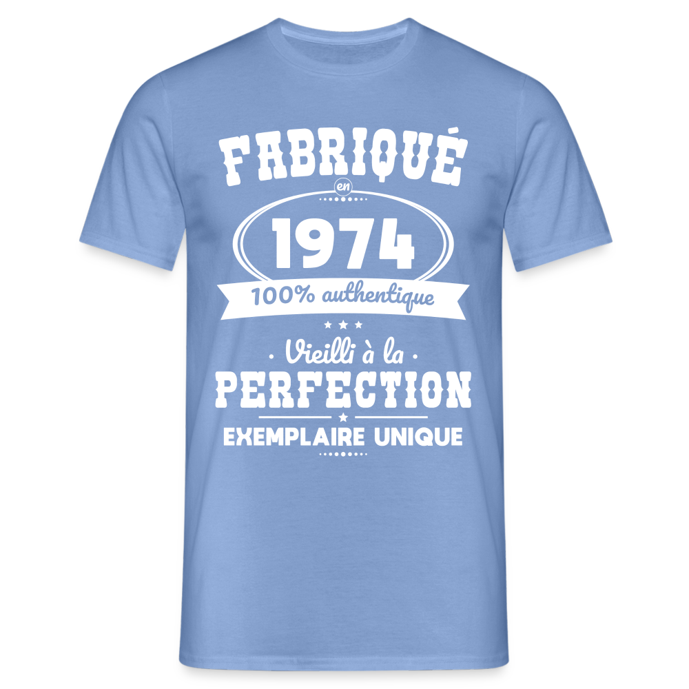 T-shirt Homme - Anniversaire 50 Ans - Fabriqué en 1974 - carolina blue