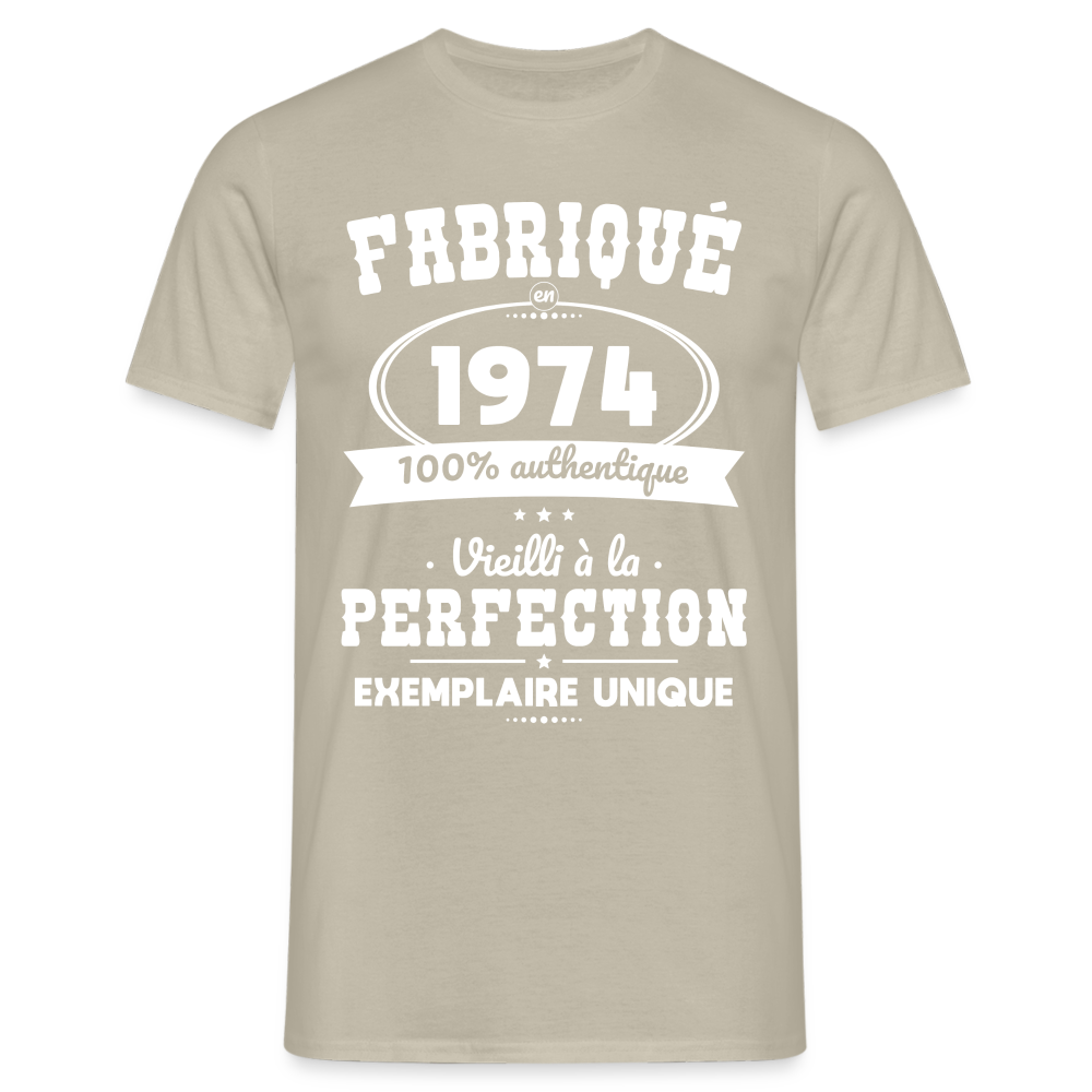 T-shirt Homme - Anniversaire 50 Ans - Fabriqué en 1974 - beige sable