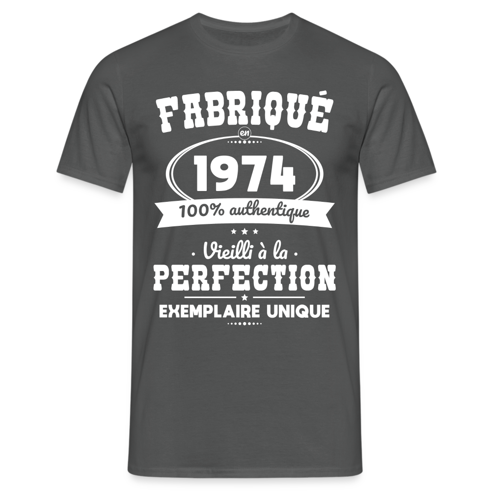 T-shirt Homme - Anniversaire 50 Ans - Fabriqué en 1974 - charbon