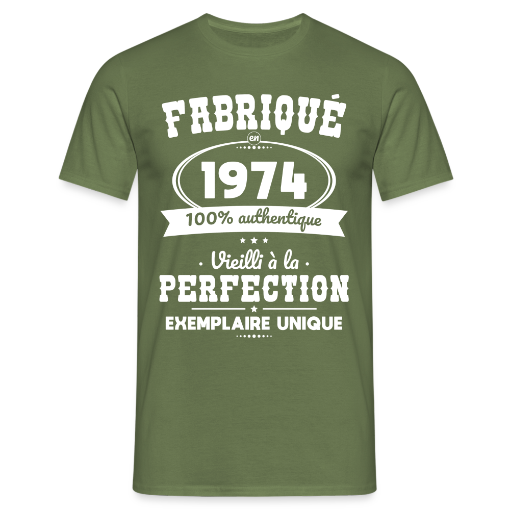 T-shirt Homme - Anniversaire 50 Ans - Fabriqué en 1974 - vert militaire