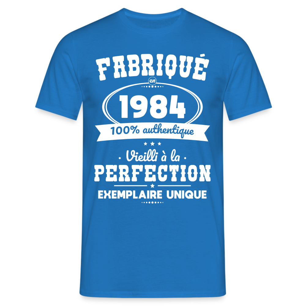 T-shirt Homme - Anniversaire 40 Ans - Fabriqué en 1984 - bleu royal