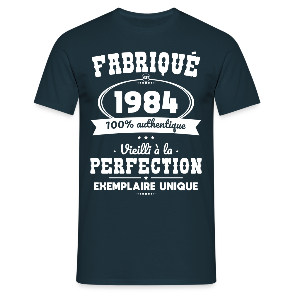 T-shirt Homme - Anniversaire 40 Ans - Fabriqué en 1984 - marine