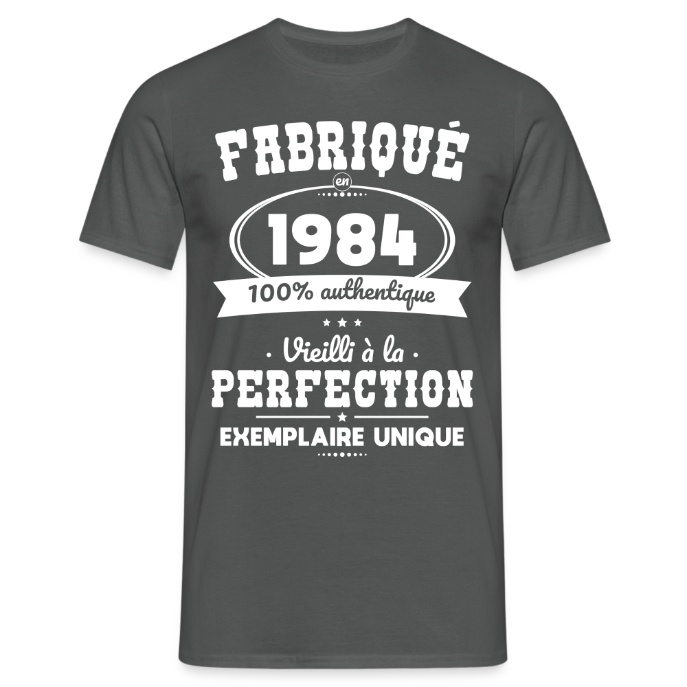 T-shirt Homme - Anniversaire 40 Ans - Fabriqué en 1984 - charbon