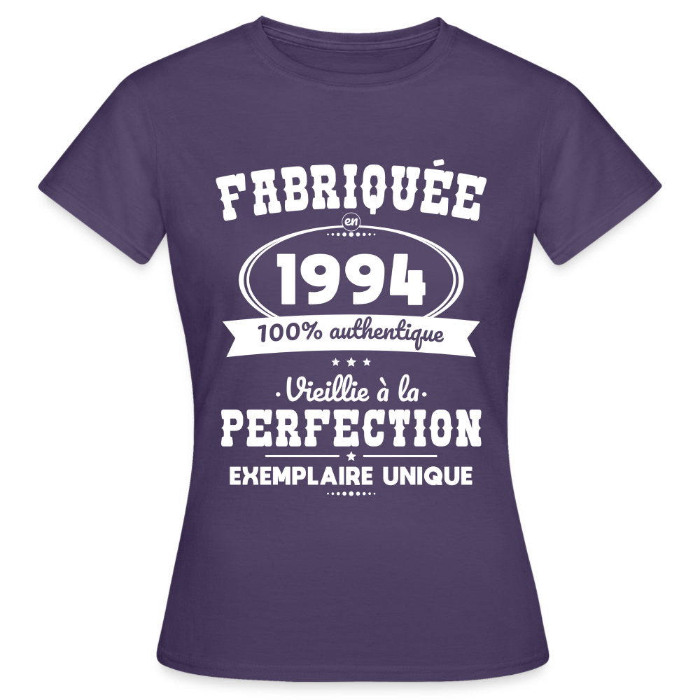 T-shirt Femme - Anniversaire 30 Ans - Fabriquée en 1994 - violet foncé