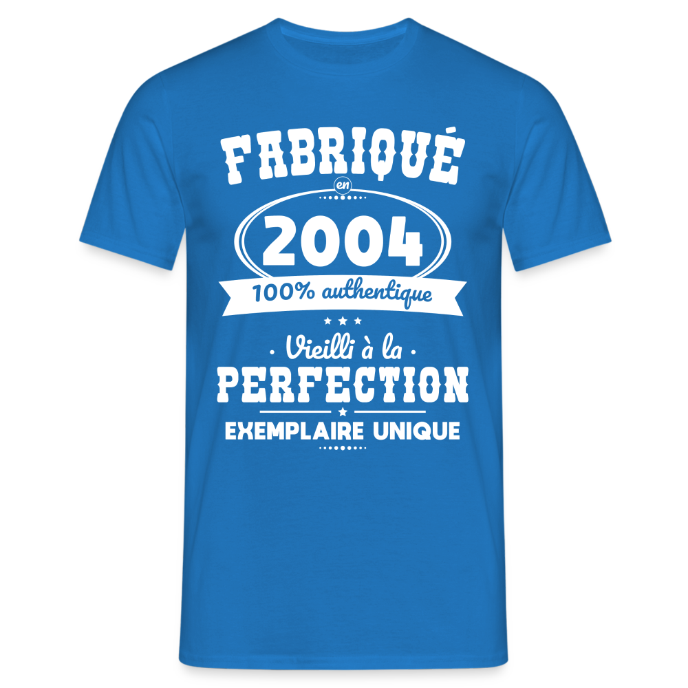 T-shirt Homme - Anniversaire 20 Ans - Fabriqué en 2004 - bleu royal