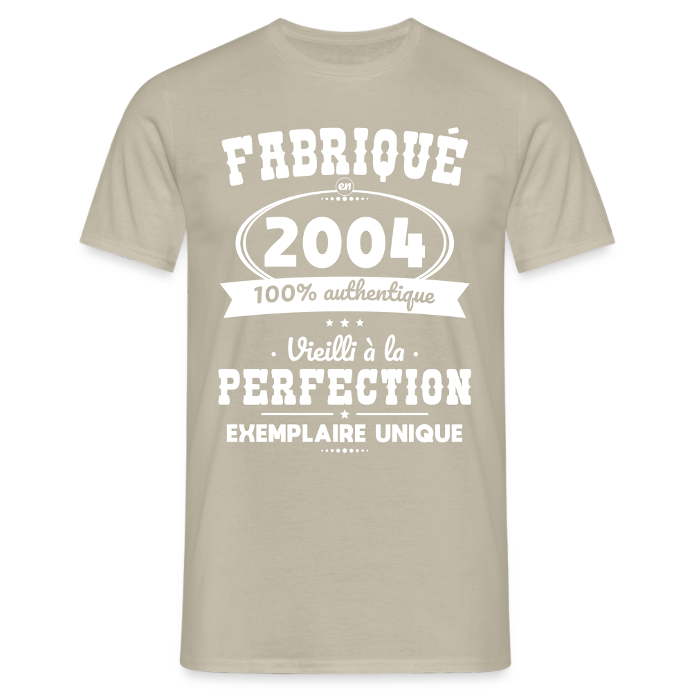 T-shirt Homme - Anniversaire 20 Ans - Fabriqué en 2004 - beige sable