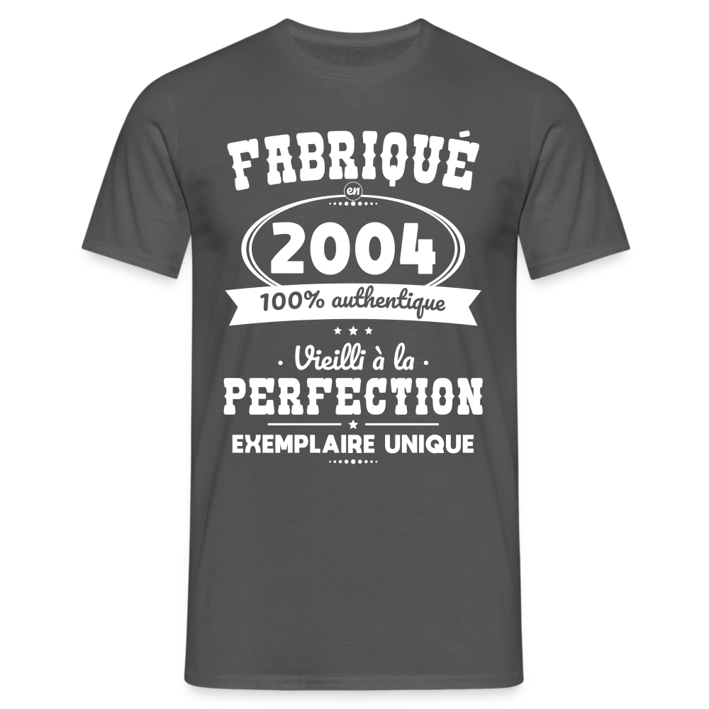 T-shirt Homme - Anniversaire 20 Ans - Fabriqué en 2004 - charbon