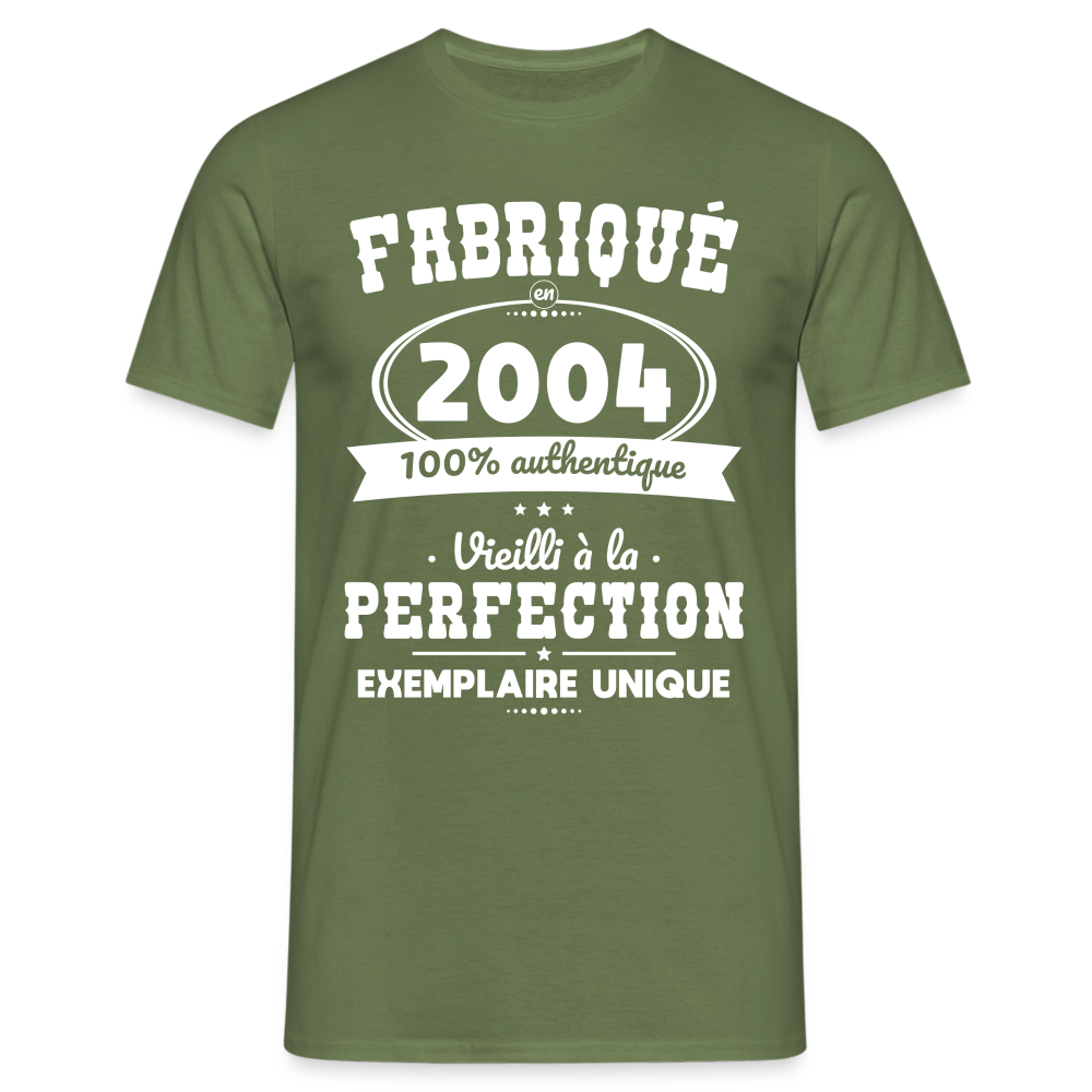 T-shirt Homme - Anniversaire 20 Ans - Fabriqué en 2004 - vert militaire