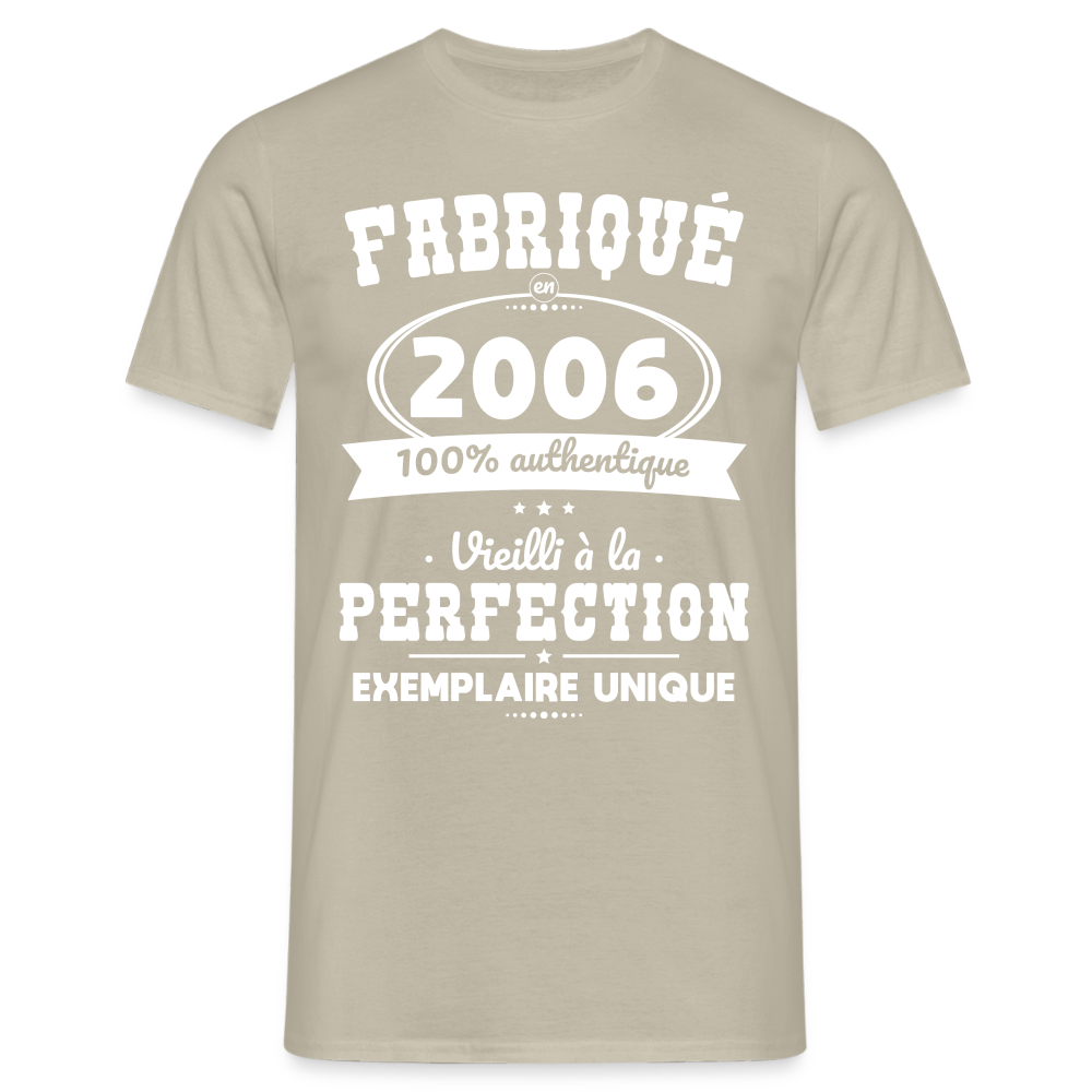 T-shirt Homme - Anniversaire 18 Ans - Fabriqué en 2006 - beige sable