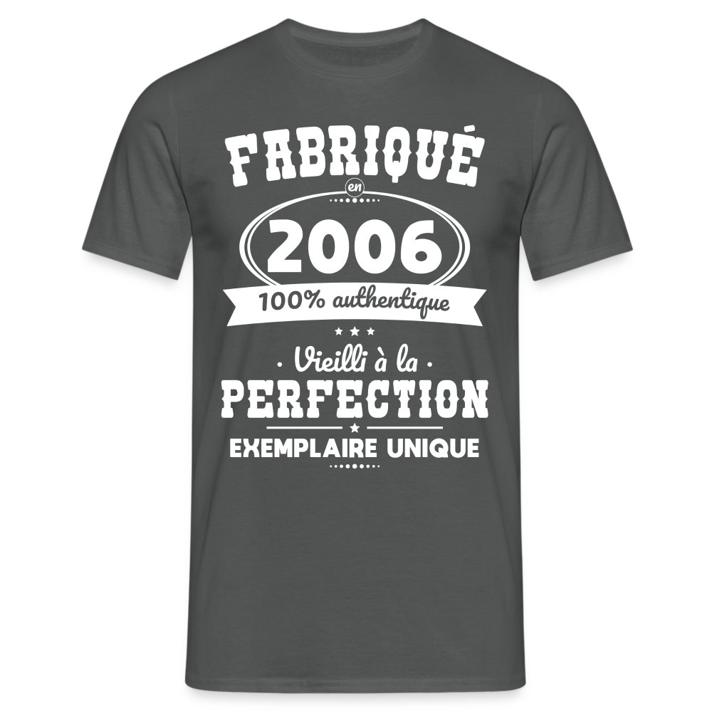 T-shirt Homme - Anniversaire 18 Ans - Fabriqué en 2006 - charbon