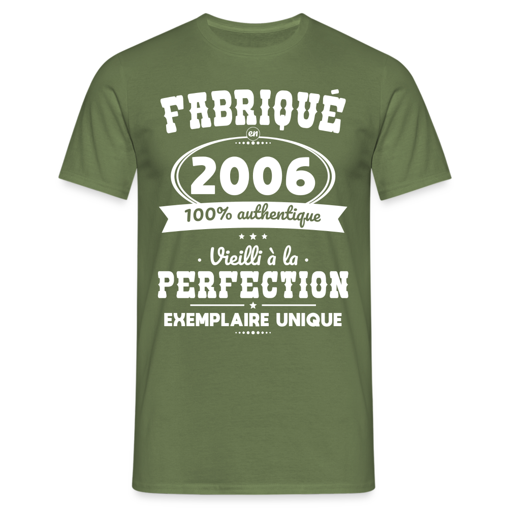 T-shirt Homme - Anniversaire 18 Ans - Fabriqué en 2006 - vert militaire