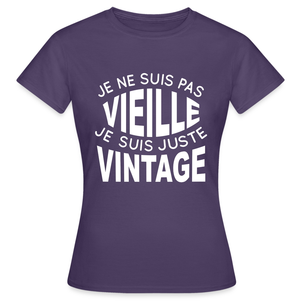 T-shirt Femme - Anniversaire - Je Ne Suis Pas Vieille Je Suis Vintage - violet foncé