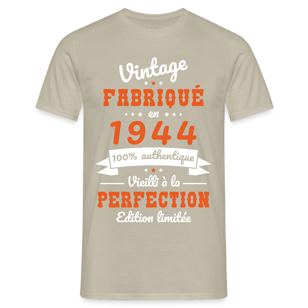 T-shirt Homme - Anniversaire 80 Ans - Vintage Fabriqué en 1944 - beige sable