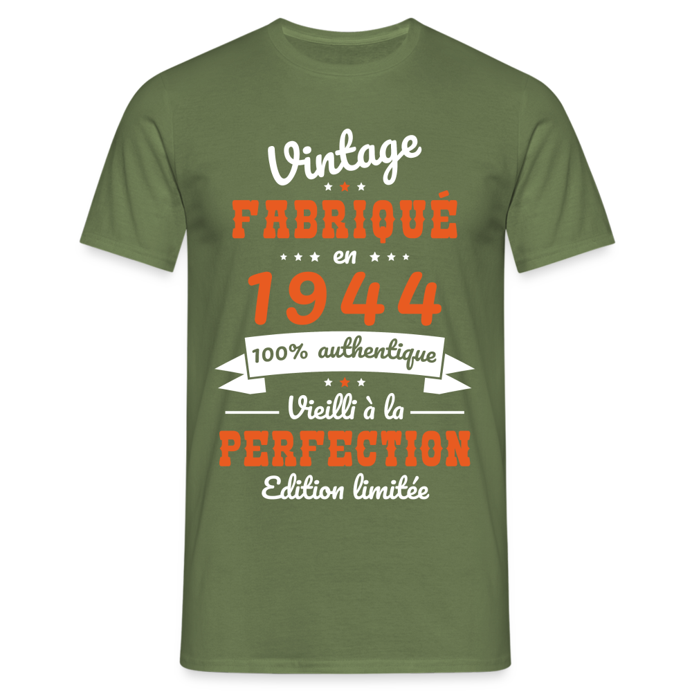 T-shirt Homme - Anniversaire 80 Ans - Vintage Fabriqué en 1944 - vert militaire