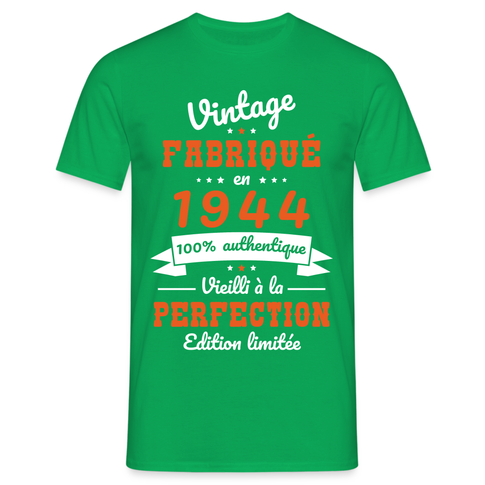 T-shirt Homme - Anniversaire 80 Ans - Vintage Fabriqué en 1944 - vert