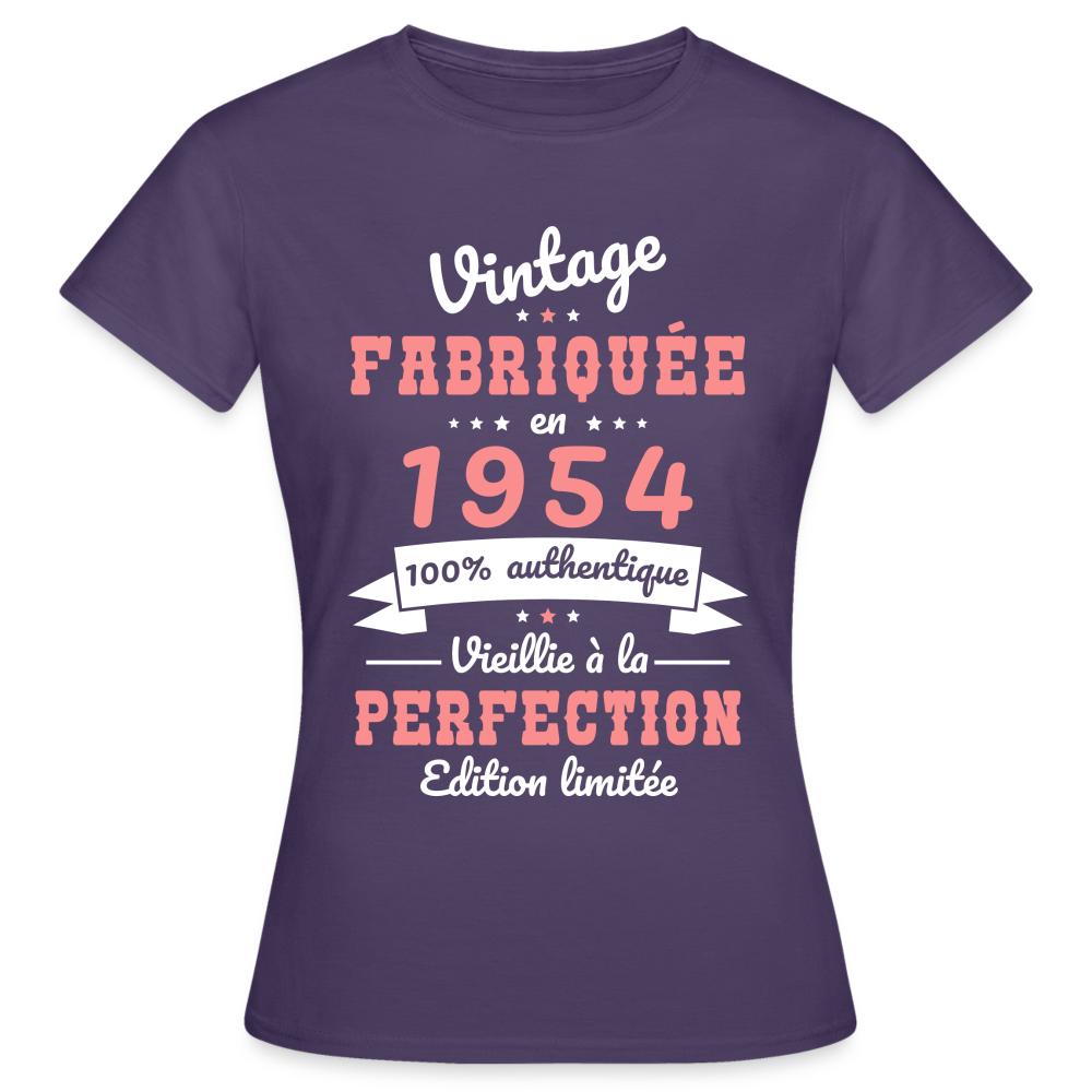 T-shirt Femme - Anniversaire 70 Ans - Vintage Fabriquée en 1954 - violet foncé