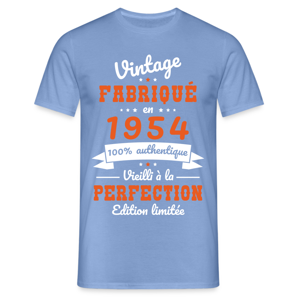 T-shirt Homme - Anniversaire 70 Ans - Vintage Fabriqué en 1954 - carolina blue