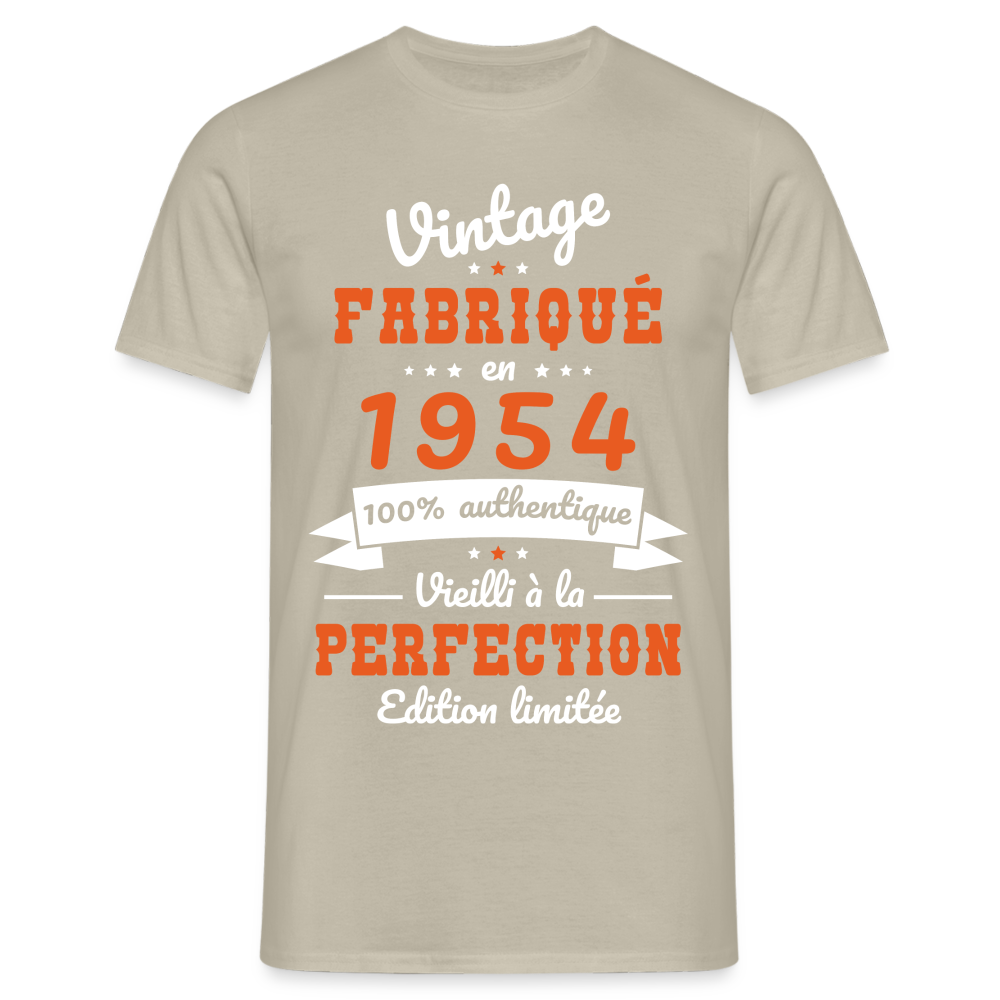 T-shirt Homme - Anniversaire 70 Ans - Vintage Fabriqué en 1954 - beige sable