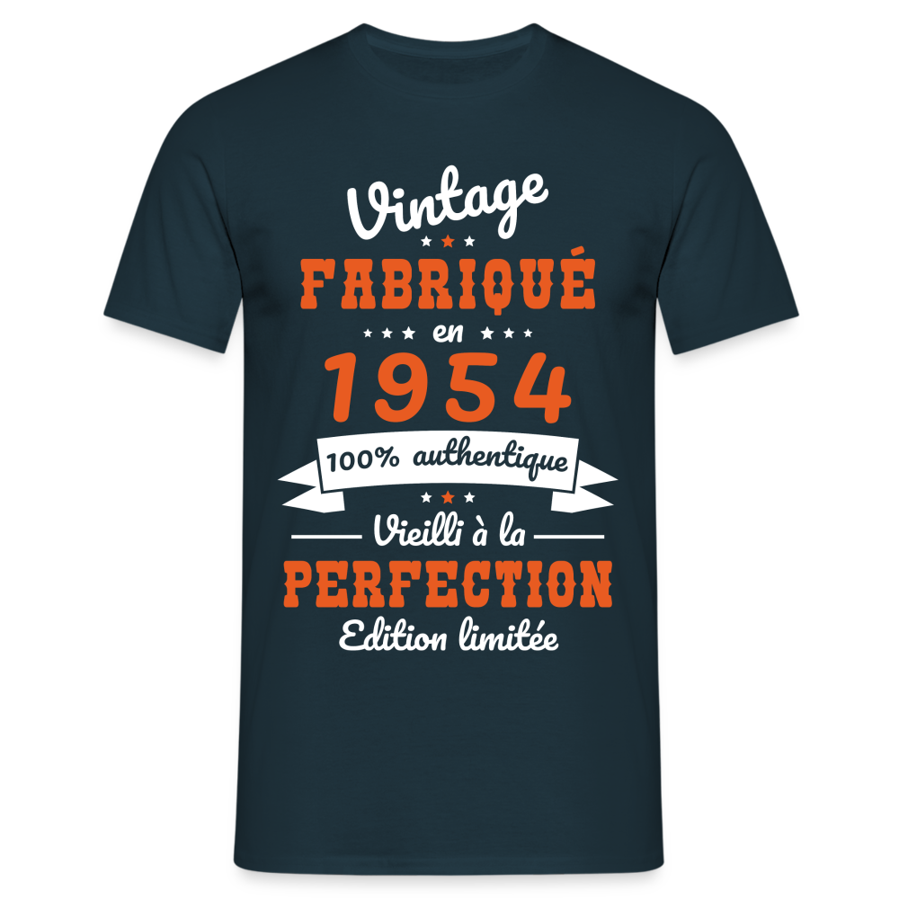 T-shirt Homme - Anniversaire 70 Ans - Vintage Fabriqué en 1954 - marine