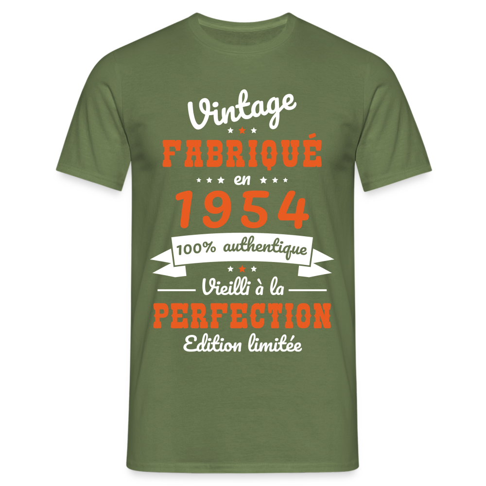 T-shirt Homme - Anniversaire 70 Ans - Vintage Fabriqué en 1954 - vert militaire