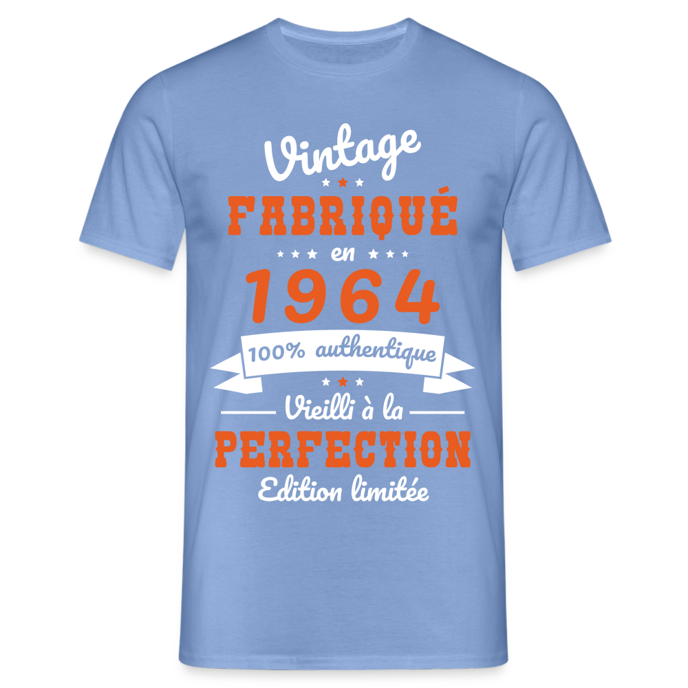 T-shirt Homme - Anniversaire 60 Ans - Vintage Fabriqué en 1964 - carolina blue