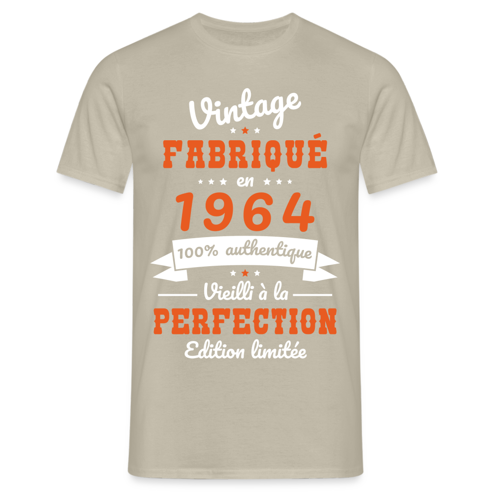 T-shirt Homme - Anniversaire 60 Ans - Vintage Fabriqué en 1964 - beige sable