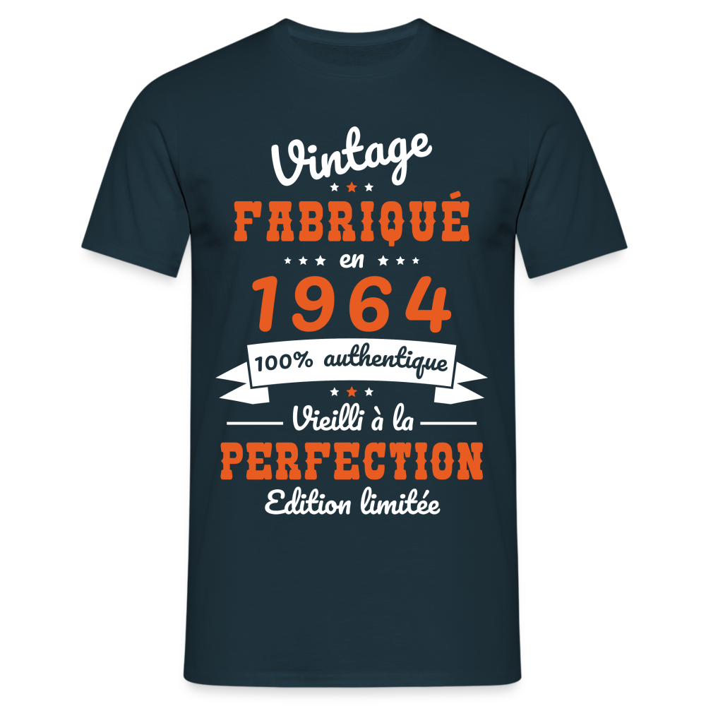 T-shirt Homme - Anniversaire 60 Ans - Vintage Fabriqué en 1964 - marine